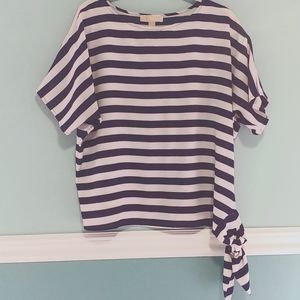 Micheal Kors Striped Side Tie Blous